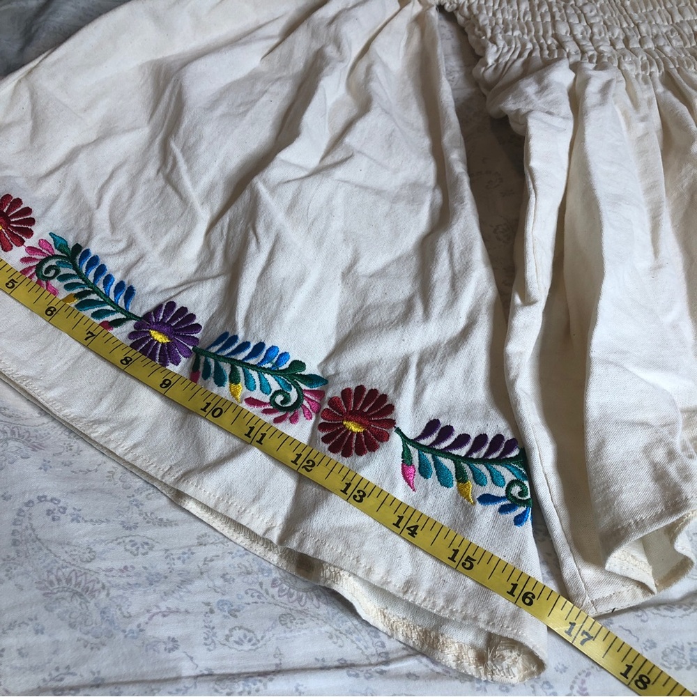 Handmade artisan womens Mexican embroidered off shoulder cotton blouse 2XL - Picture 10 of 13